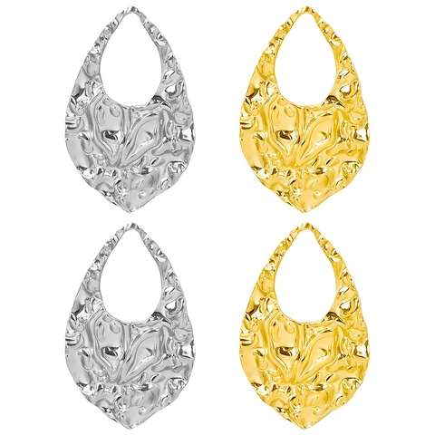 Colgante De Gota Martillado Acero Inoxidable 304 Hueco Textura Irregular Accesorio De Joyería DIY Para Collar