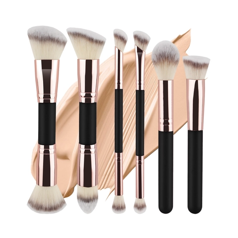 Professional Double Ended Makeup Brushes Foundation Blush Eyeshadow Contouring Cosmetic Tools Synthetic Fiber Gradient