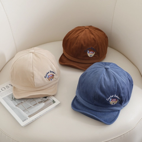 Cappellino Da Baseball Per Bambini Velluto A Coste Tesa Morbida Ricamo Orsetto Cappello Da Sole Per Bambini Neonato