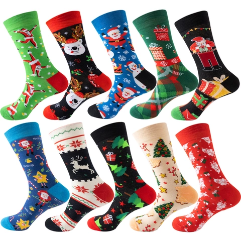 Chaussettes De Noël En Tricot De Coton Doux Père Noël Élan Bonhomme De Neige Motif Fête Hiver Chaudes Unisexe