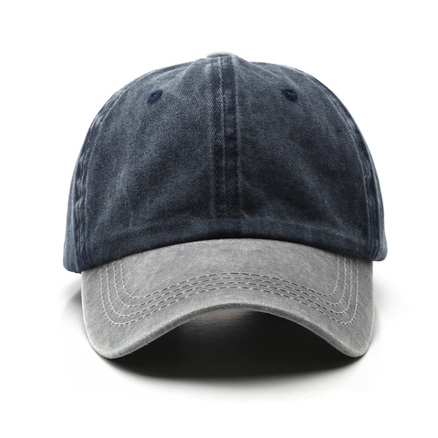 Vintage Washed Cotton Baseball Cap Distressed Color Block Sun Protection Adjustable Dad Hat For Men Women