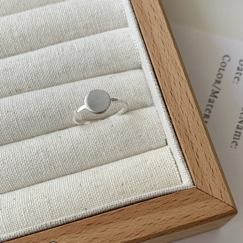 Minimalist 925 Sterling Silver Round Flat Disk Adjustable Open Ring For Women Japanese Korean Style Geometric Jewelry Finger Ring