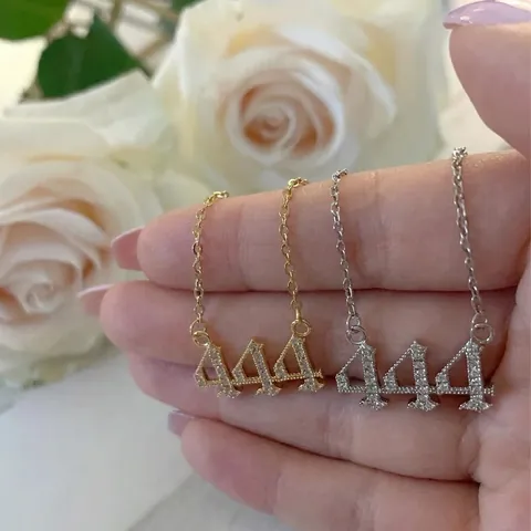 Engel Nummer Hanger Ketting Koper Micro Pave Zirconia Gothisch Oud Engels Sieraden Voor Vrouwen
