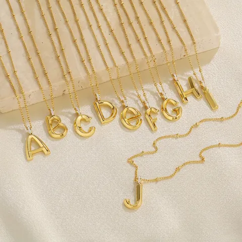 Collana con Ciondolo Iniziale in Acciaio Inossidabile Lettera Inglese 3D con Strass Catena a Satellite Gioielli per Donna