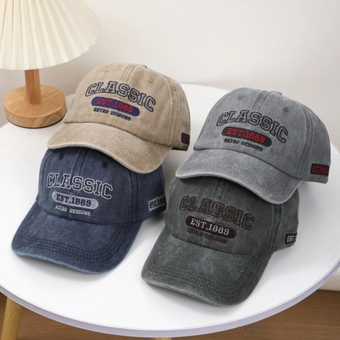 Cappello Da Baseball In Cotone Lavato Retro Ricamato Classic 1889 Distressed Protezione Solare Regolabile Uomini Donne Stile Vintage