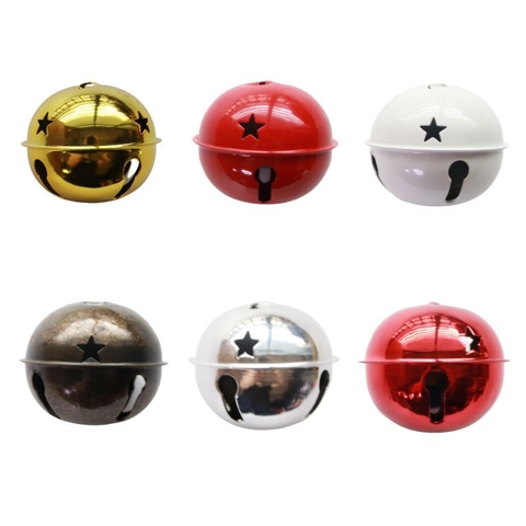 Star Hollow Christmas Jingle Bells Metal Hanging Ornaments Holiday Tree Decorations Colorful Large Craft Bells