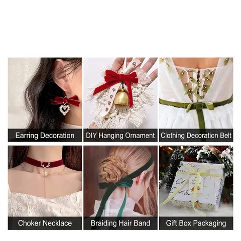 Cinta De Terciopelo Una Cara Tejido Nailon Para Envolver Regalos Manualidades Lazos Pelo Decoración Navidad