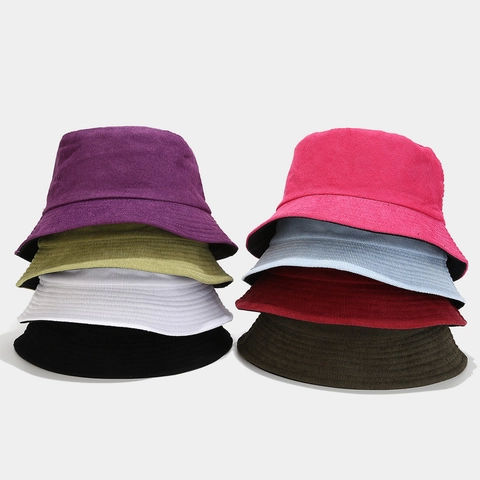 Sombrero De Pescador De Pana Retro Color Sólido Techo Plano Ala Corta Exterior Sombra Invierno Otoño Viaje Unisex