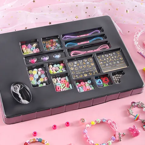 Kinder DIY Schmuckherstellung Basteln Bunte Acrylperlen Armband Halskette Pädagogische Kreative Aktivität Geschenk Mädchen