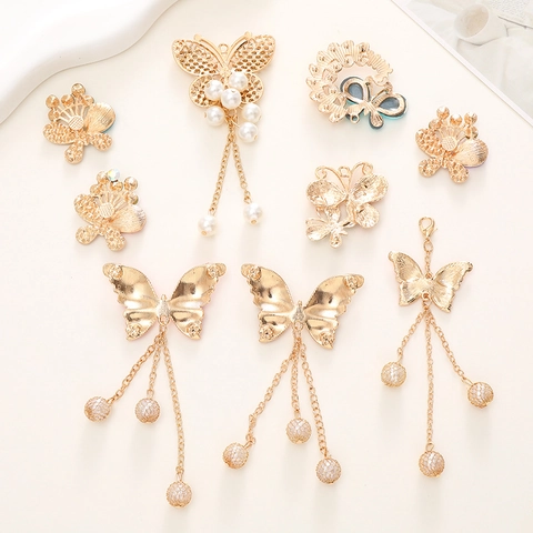 Ciondoli Farfalla Brillantini Strass Perla Artificiale Lega Di Zinco Pendenti Per Creazione Gioielli DIY Decorazione Custodia Telefono