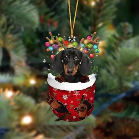 Weihnachtsbaum Anhänger Acryl Hund In Roter Socke Rentiergeweih Feiertagsdeko Für Hundeliebhaber