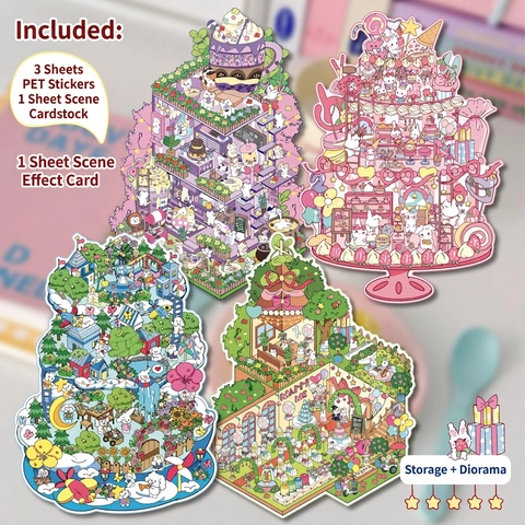 Adesivi Per Scene DIY In PET Impermeabile Architettura Retrò Vita Quotidiana Journaling Scrapbooking Decalcomanie Illustrazione