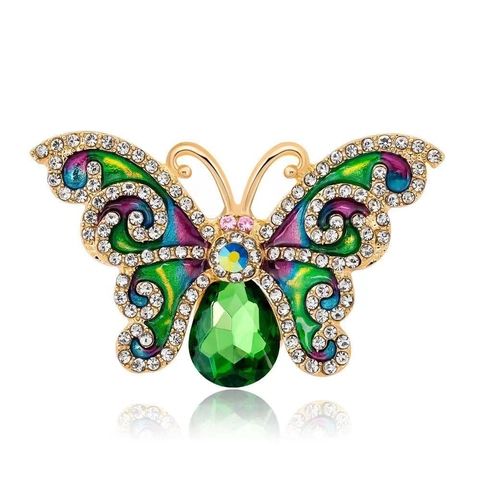 Lussuosa Spilla a Farfalla in Smalto per Donna Lega Placcata in Oro Strass Cristallo Artificiale Spilla a Forma di Insetto Gioielli
