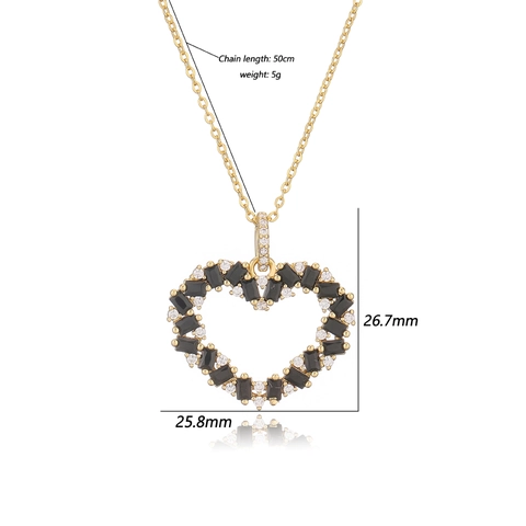 Collar Con Colgante De Corazón Hueco De Cobre Incrustado Con Circonita Cúbica Colorida Joyería Para Mujer Elegante Dulce