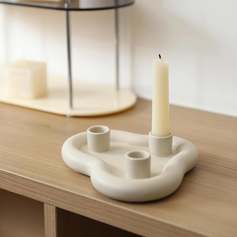 Bougeoir En Céramique Nordique Minimaliste Forme De Nuage Irrégulière Mat Décoration De Table Romantique Mariage Maison
