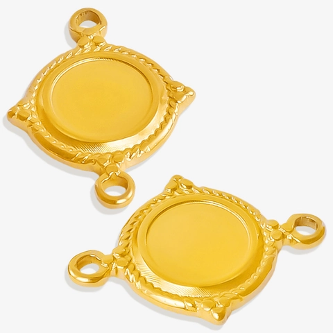 Connecteur De Pendentif Rond En Acier Inoxydable 304 Double Boucle Bordure Corde Torsadée Accessoires Bijoux DIY Or Argent