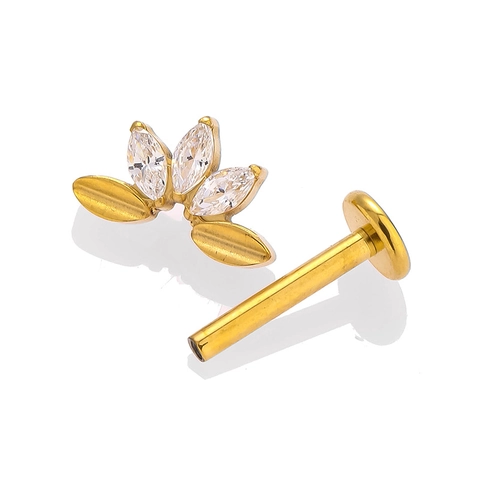 G23 Titanium Labret Stud Lip Ring Internaal Schroefdraad Kraakbeen Piercing Sieraden Zirkoon Ingelegd Oorbel
