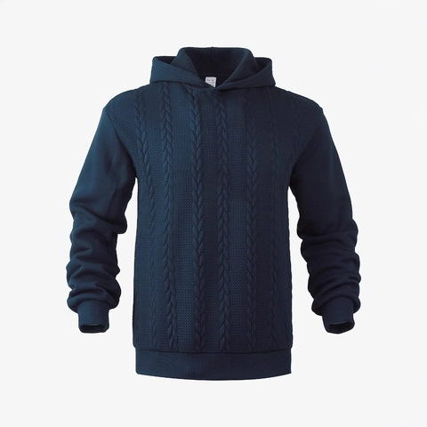 Heren Kabelgebreide Hoodie Effen Kleur Lange Mouwen Pullover Sweatshirt Casual Gebreide Kleding Herfst