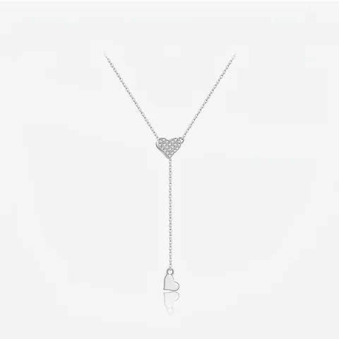 Collana Lariat A Cuore In Argento Sterling 925 Regolabile A Forma Di Y Con Zirconi Gioielli Alla Moda Per Donna
