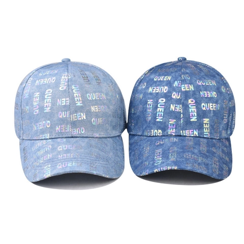 Cappello Da Baseball In Denim Con Stampa Lettere Queen Olografiche Per Uomo Donna Berretto Da Sole Regolabile In Cotone