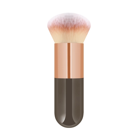 Chubby Foundation Brush Portable Soft Synthetic Fiber Round Flat Top Face Makeup Tool For Powder Blush