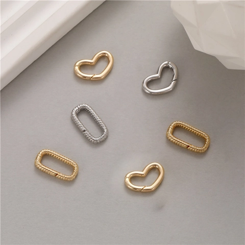 Connettori Gioielli Rame Cuore Ovale Chiusura Vite Trama Corda Intrecciata DIY Collana Bracciale Produzione Accessori
