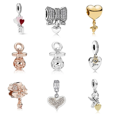 Dijes DIY Corazón Flor Lazo Abeja Aleación Diamantes De Imitación Esmalte Cuentas Para Creación De Joyas Mujeres Pulsera Collar Colgante Accesorio