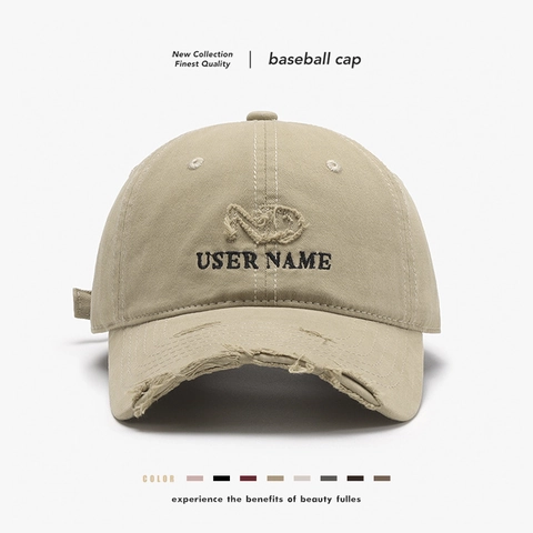Washed Cotton Baseball Cap Distressed Vintage Letter Embroidered Adjustable Sun Hat For Men Women