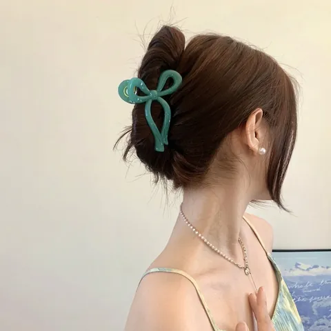 Elegante Schleife Haarklammer Große Harz Haargreifer Vintage Einfache Haarstyling Accessoires Für Frauen