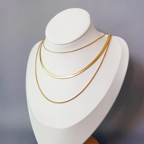 Multi Layer Halskette Für Frauen Edelstahl Flache Schlangenkette Klinge Kette Schlüsselbein Halsketten Eleganter Modeschmuck