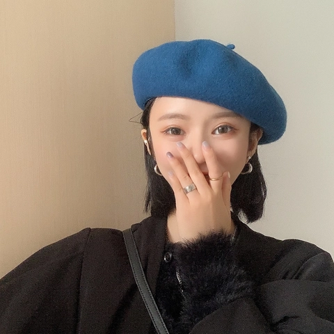 Classic Women Wool Blend Beret Hat Retro Solid Color French Artist Painter Winter Warm Cap Versatile Fashion Accessories