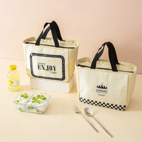 Tragbare Isolierte Lunchtasche Oxford Gewebe Alufolie Wasserdicht Thermische Bento Tote Für Büro Schule Picknick Einfach