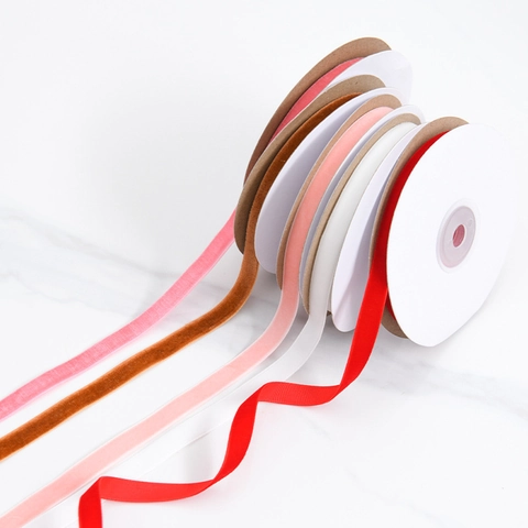 Velvet Ribbon Single Sided Flocking Tape For DIY Crafts Christmas Wreath Decoration Gift Wrapping Hair Accessories Multi Colors