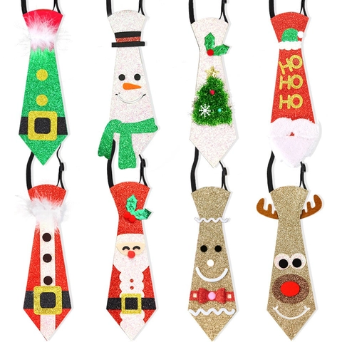 Weihnachten Pailletten Filz Krawatte Cartoon Weihnachtsmann Schneemann Rentier Kostüm Krawatte Für Party Erwachsene Kinder