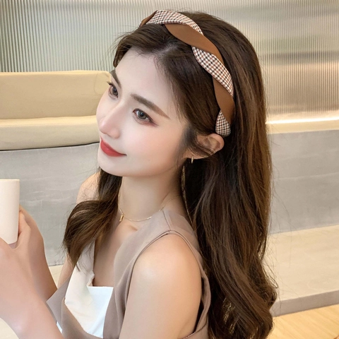 Vintage Braided Twisted Headband For Women Thickened Sponge Fabric PU Leather With Faux Artificial Pearl Rhinestone Non Slip