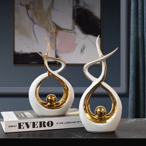Ornamenti Ceramica Astratti Moderni Minimalisti Decorazione Scultura Lusso Galvanizzata Casa Soggiorno Ufficio Mobile Scaffale