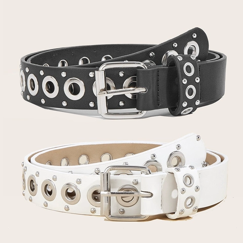 Cintura In Pelle PU Punk Con Occhielli Metallici E Borchie Per Uomo Donna Stile Goth Rock Fibbia Ad Ardiglione