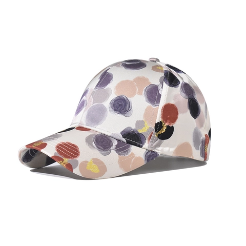 Abstracte Aquarel Polkadots Honkbalpet Polyester Satijn Textuur Verstelbaar Gebogen Rand Zonbescherming Hoed Unisex
