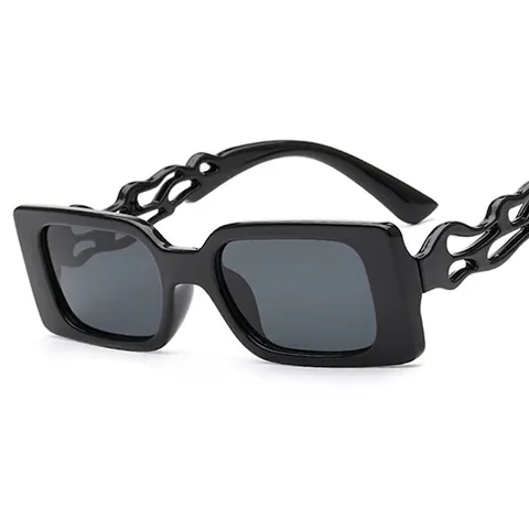 Lunettes De Soleil Rectangulaires Avec Branches Évidées En Forme De Flamme Monture PC UV400 Rétro Mode Hommes Femmes