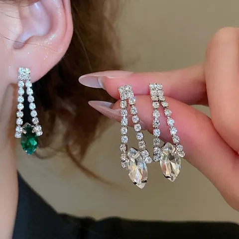 Luxus Wassertropfen Quasten Halskette Und Ohrringe Schmuck Mit 925er Sterling Silber Ohrstecker Kupfer Damen Hochzeit
