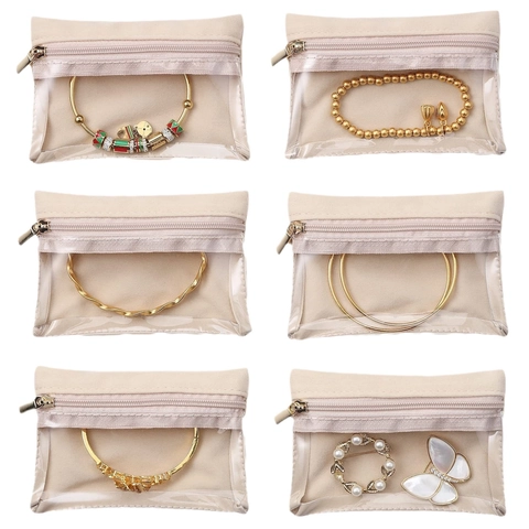 Portable Transparent Visible Jewelry Storage Bag Small Zipper Pouch Multifunctional Organizer For Necklace Watch