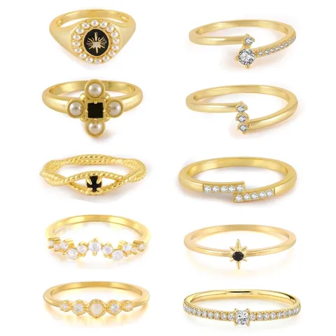 Bague Céleste Vintage En Argent Sterling 925 Plaqué Or 18K Avec Künstliche Perle Et Zircone Bijoux Pour Femmes