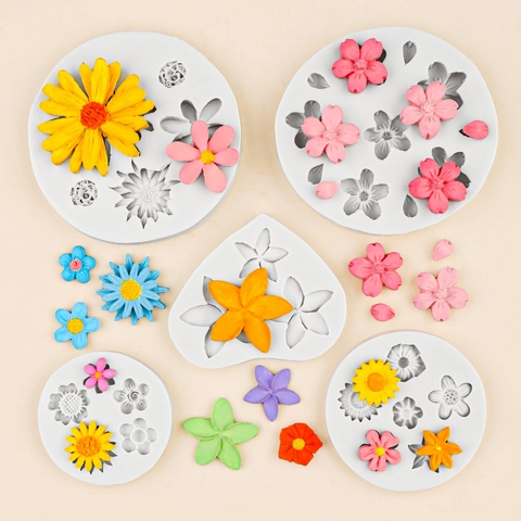Moule En Silicone Fleur Tournesol Marguerite Cerisier Formes Pour DIY Fondant Chocolat Décoration De Gâteau Argile Résine