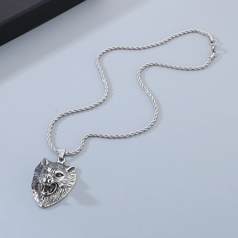 Wolf Head Skull Thor Hammer Mjolnir Pendant Necklace Stainless Steel Punk Viking Gothic Retro Jewelry For Men