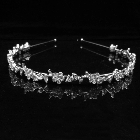 Cerchietto Corona da Sposa in Lega con Perle Artificiali e Strass Stile Coreano Elegante Fiore Foglia Accessori Capelli Matrimonio