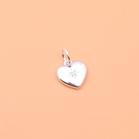 925 Sterling Silver Zirconia Inlaid Star Heart Teardrop Square Pendant DIY Jewelry Making Bracelet Necklace Accessories