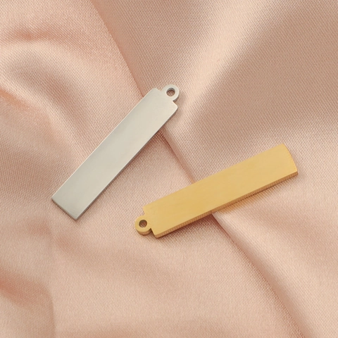 Colgantes Rectangulares 304 Acero Inoxidable Pulido Espejo Tiras En Blanco Charms Para Creación Joyas DIY