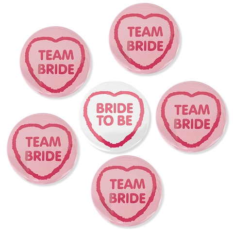 Wedding Button Pins Tinplate Round Heart Badge Bachelorette Party Decoration For Bride And Team Bride
