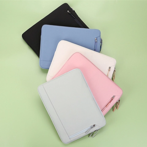 Minimalist Laptop Sleeve Oxford Cloth Waterproof Shockproof Protective Notebook Case With Front Zipper Pocket For Travel