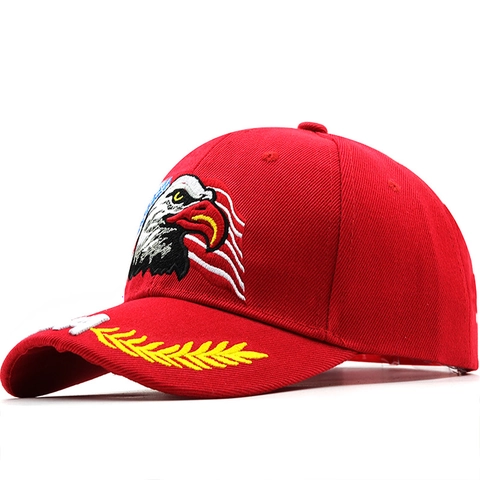 Gorra De Béisbol Algodón Bordado Águila Bandera Americana Hoja De Laurel Ajustable Informal Protección Solar USA